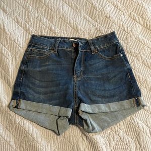 Cuffed blue Jean shorts